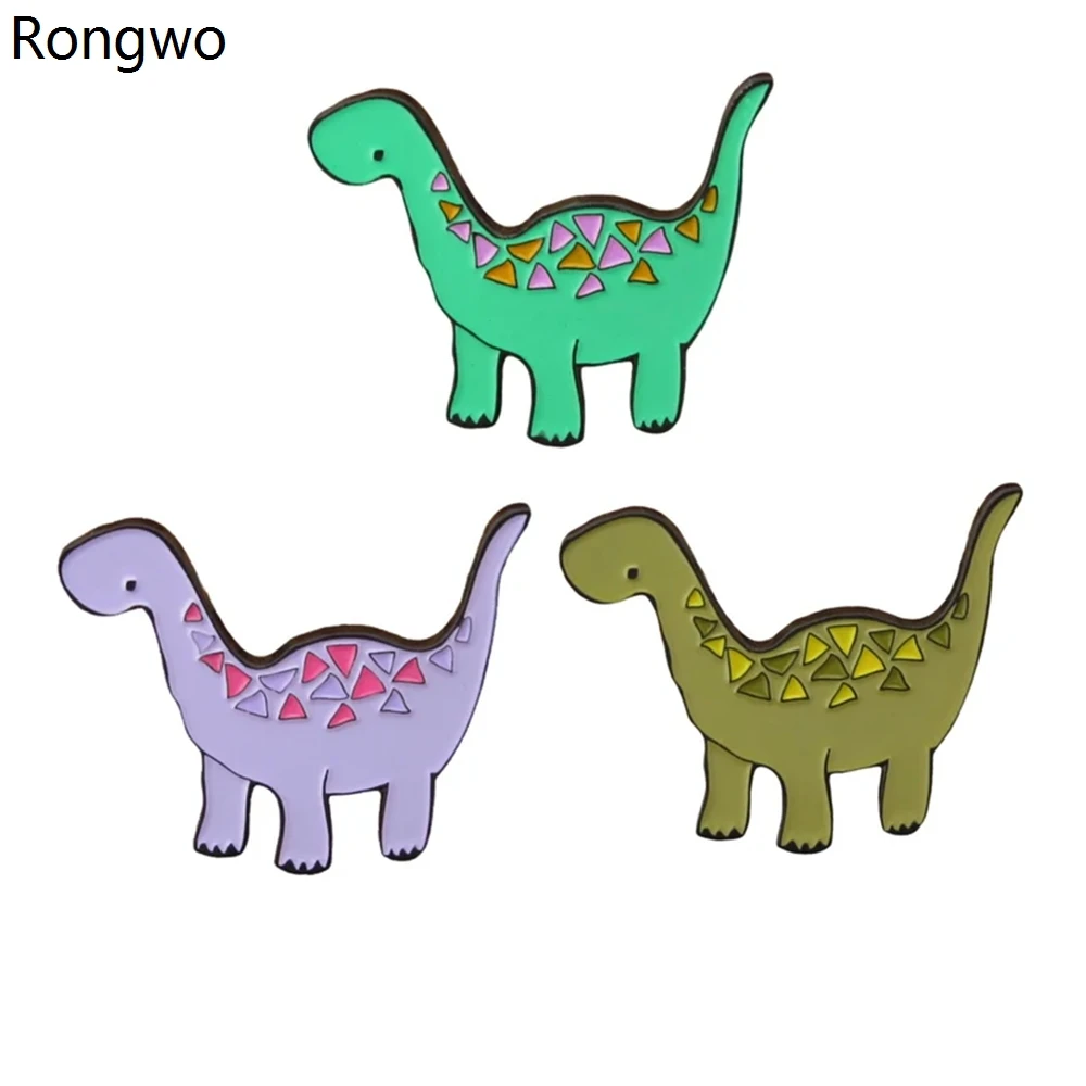 

Rongwo Cute Dinosaur Jurassic Park Enamel Brooch Pin Brontosaurus Prehistoric Animal Jewelry Lapel Badge Gift for Boy Girls