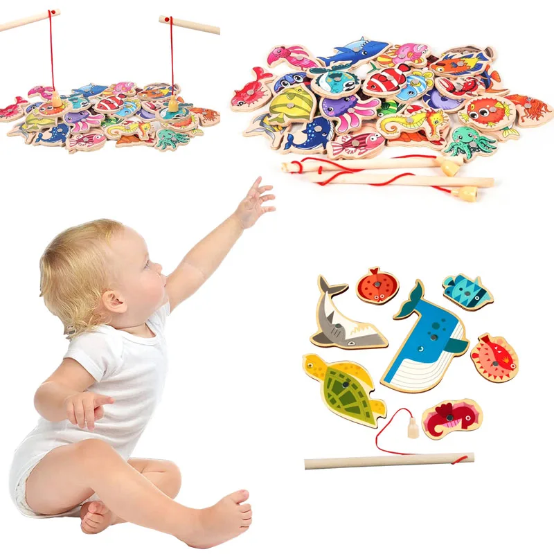 

Kids Magnets Fishing Games Toys Montessori Materials Educational Wooden Toys For Children Funny Magnetic Fishing Play Games