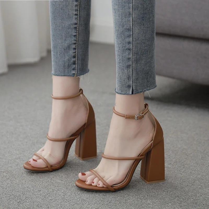 

Fashion Thick High Heels Sandals For Women 2022 Summer Shoes Sexy Open Toe Ankle Buckle Strap Ladies Pumps Size 35-42