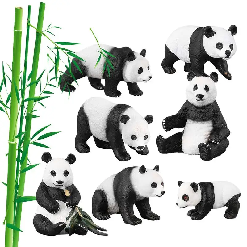 

7pcs Simulation Models Cute Panda Animal Figurine For Children Collection Doll Miniature Education Toys Ornaments Home Decor