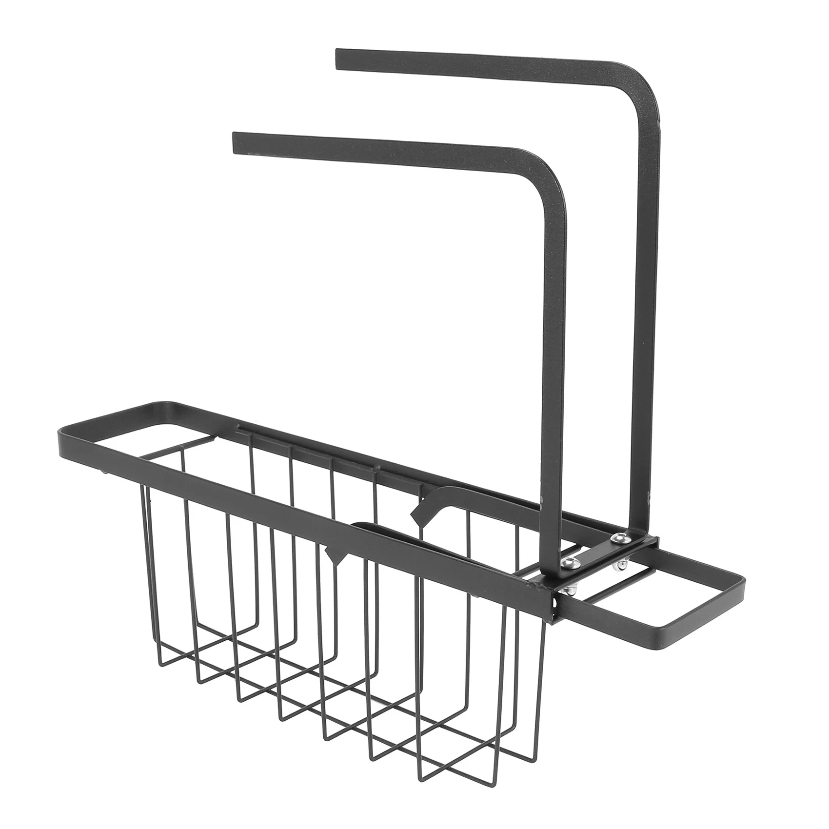 

Adjustable Carbon Sink Drain Rack Sponge Soap Basket Sponge Holder with Towel Rack for Home Kitchen Telescopic Black