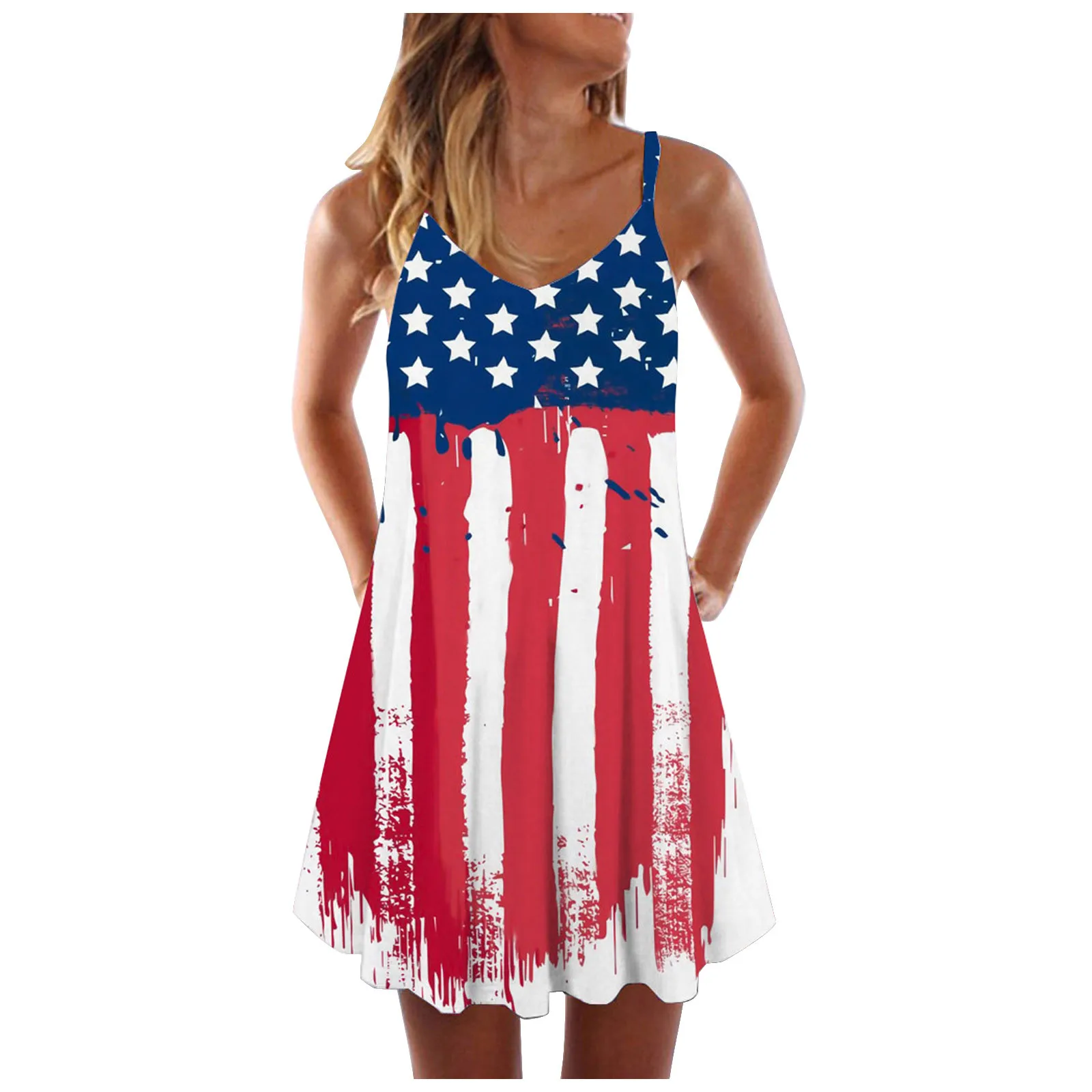 

Женское платье-макси в полоску без рукавов, ТРАПЕЦИЕВИДНОЕ ПЛАТЬЕ с принтом и вырезом, мини-платье с V-образным вырезом, повседневные платья ...