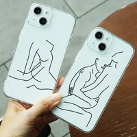 sexy men and women intimate line pattern phone case for iphone 1112 13 pro max 7 8 plus 6s x xr xs se 2022 soft silicone case