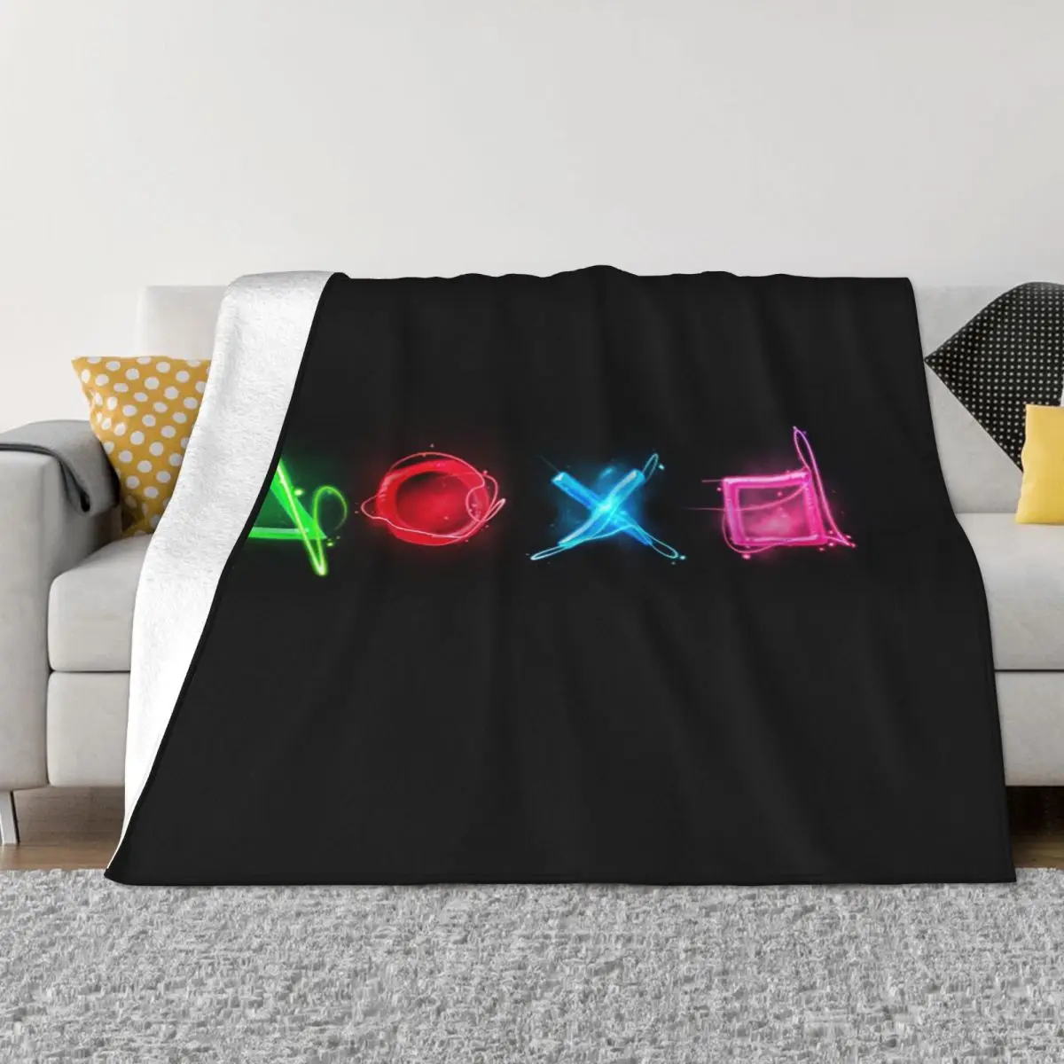 

Colorful Game Controler Blanket Velvet All Season Ps Video Game Portable Lightweight Throw Blanket for Home Car Bedspread
