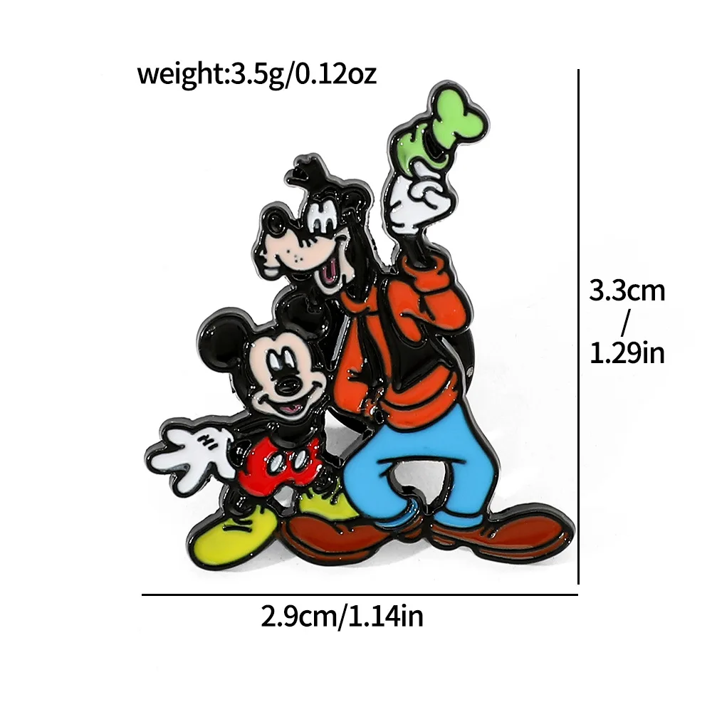Металлическая эмалированная брошь в виде героев мультфильма Микки Маус