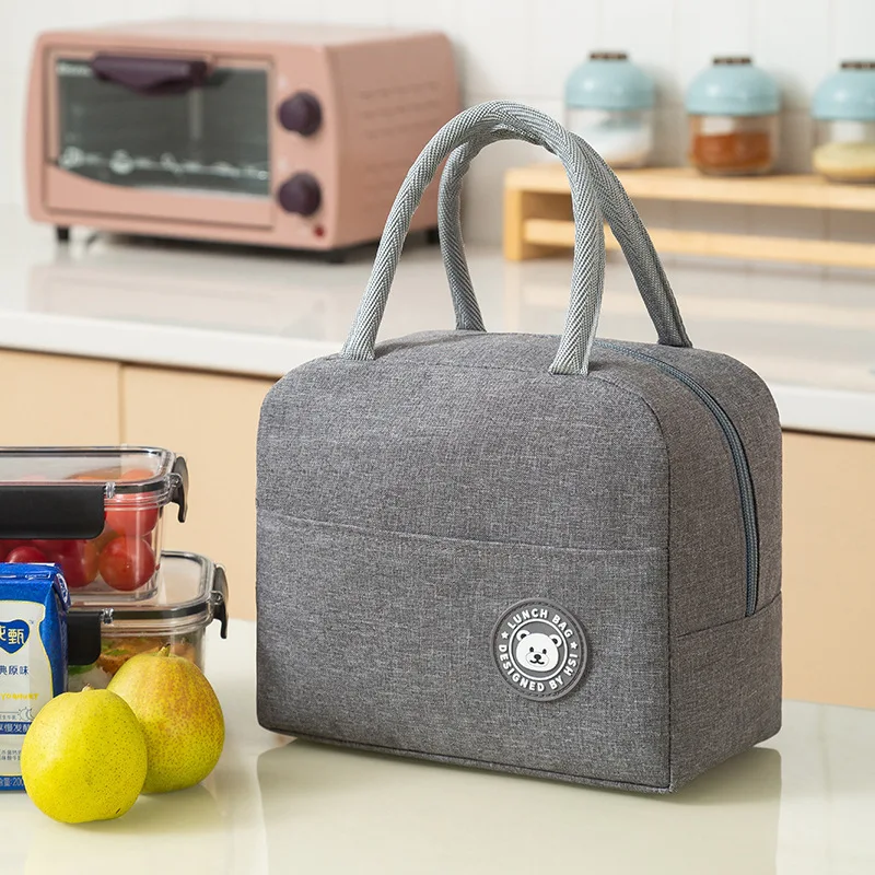 

Lunch Bag 3 Layers Thickened Aluminum Film Insulated Storage Food Portable Fresh-keeping Solid Polyester Packaging Picnic Bag