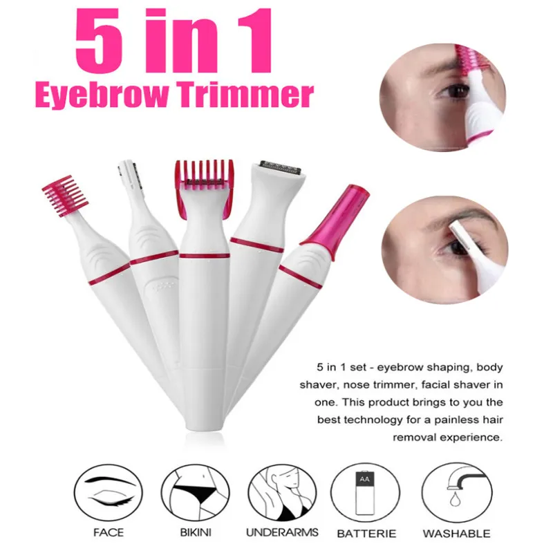 

Multifunctional Professional Body Trimmer Electric Eyebrow Trimmer Bikini Area Nose Facial Hair Removal Tool 5 In 1