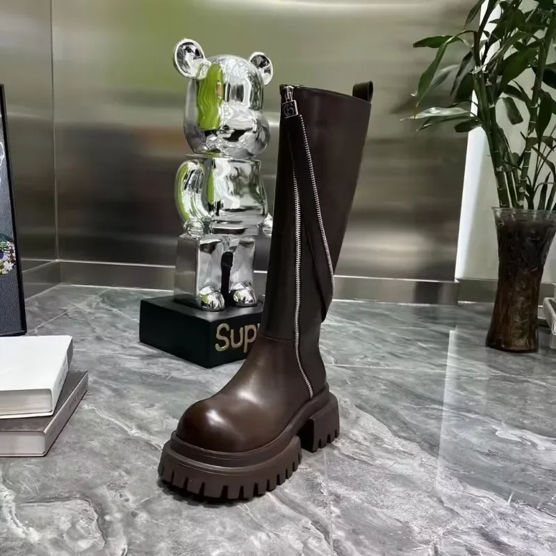 Женские высокие сапоги на плоской подошве и платформе обувь в стиле панк новые