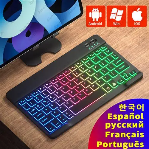 

Ultra-thin Backlit Keyboard Mouse Multi-device Compatibility Wireless Keyboard For Smartphone Tablet Laptop Rgb Keyboard Mouse