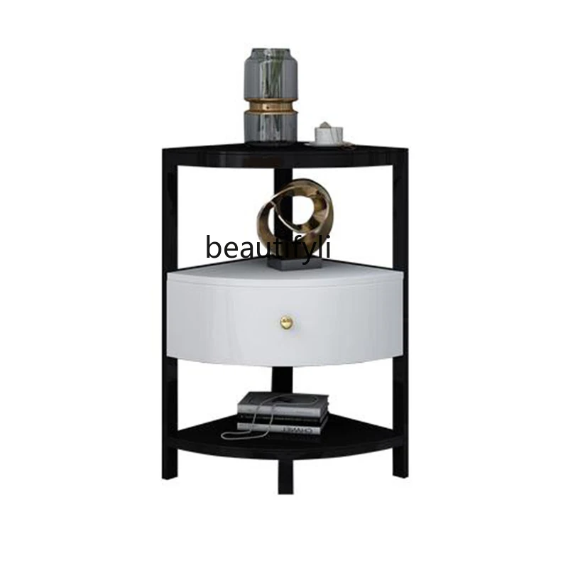 

zq Modern Triangle Cabinet Simple Corner Cabinet Stainless Steel Corner Storage Cabinet Corner Living Room Bedroom Wine Cabinet