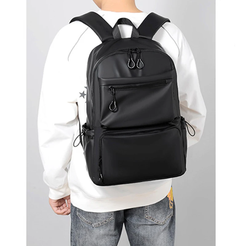 New Fashion Men Nylon Backpack Black School Bags for Teenger Boys 15.6 Inch Laptop Backpacks Male Business Thin Bag High Quality