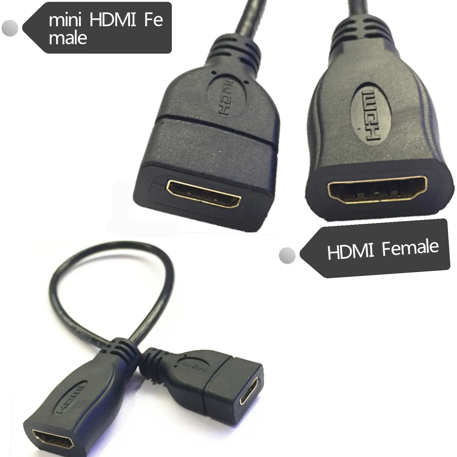 

HDMI Compatible Female Type A to Mini HDMI Female Type C Adapter Cable 0.3m;