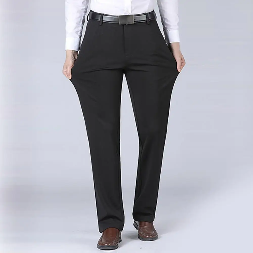 

Good Elasticity Pants Solid Color Stretchy Suit Pants for Daily Wear