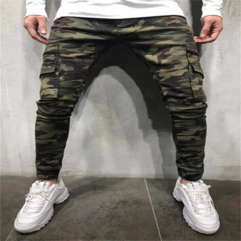 

Men's Four Seasons New Style Multi Pocket Small Leg Jeans Camouflage Overalls Mid Waist Youth Trend Pencil Pants S-3XL