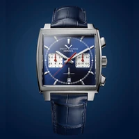 geniune leather casual fashion quartz watch mens unique square watches male automatic date blue business design aaa steel clock