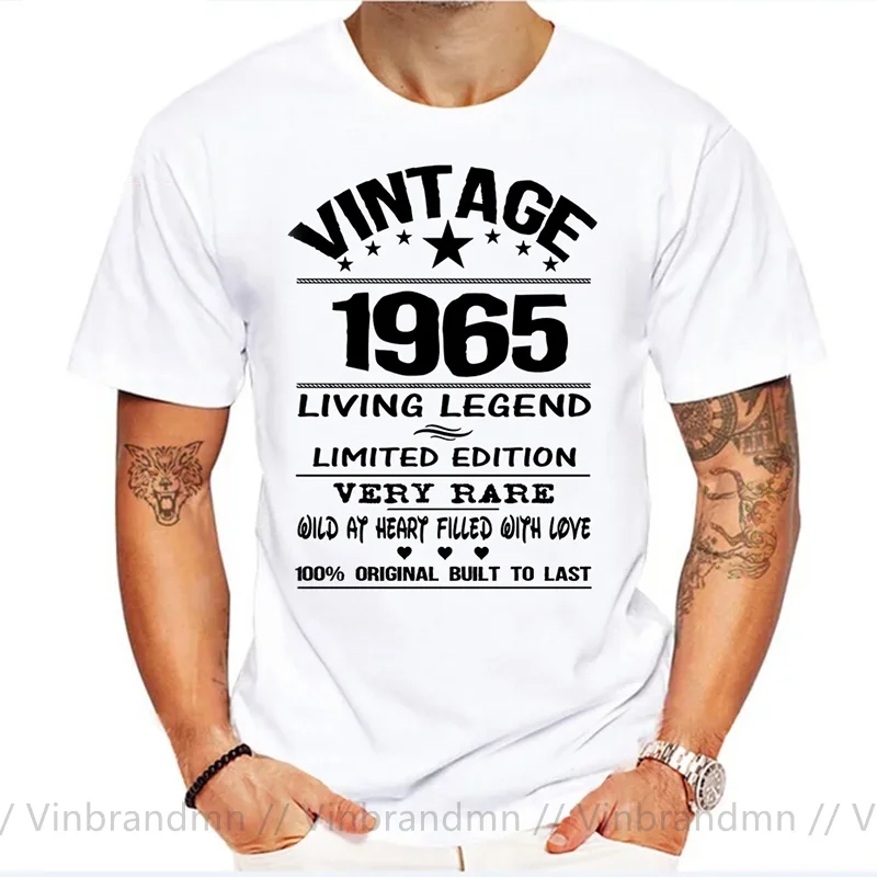 VIintage Living Legend 1965 T Shirts Men Born in Limited Edition T-Shirt 100% Original Built to Last Made Tee Shirt