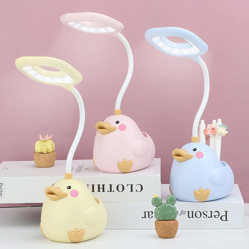 

Duck Led Desk Lamp Cute Animal Night Light Office Children Bedroom Dormitory Learing Pen Holder USB Rechargeable Eye Protection