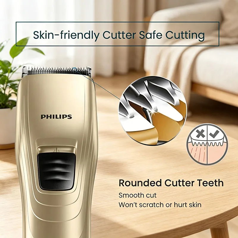 Фото Электрический триммер для волос Philips 5131, 11 регулируемых настроек, бесшумный, полностью моющийся, перезаряжаемый, для домашнего использования, подходит для взрослых и детей №4
