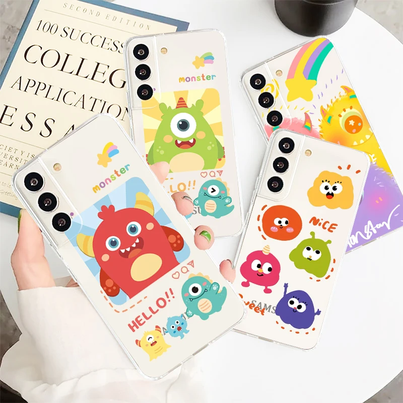 

Disney Cartoon Cute Monster Phone Case For Samsung S22 S21 S20 FE Ultra Pro Lite S10 5G S10E S9 S8 Plus Transparent Cover