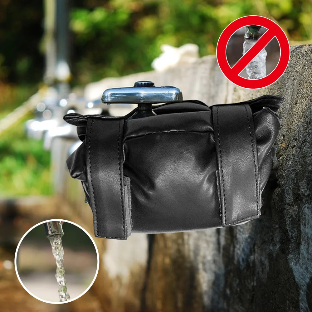 

Insulated Outside Tap Cover Winter Frost Protector Outdoor Weather Jacket Garden Faucet Cover Leather Green Black