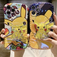 cartoon pok%c3%a9mon pikachu cute phone cases for iphone 13 12 11 pro max xr xs max 8 x 7 se2 soft shell reflective imd back cover