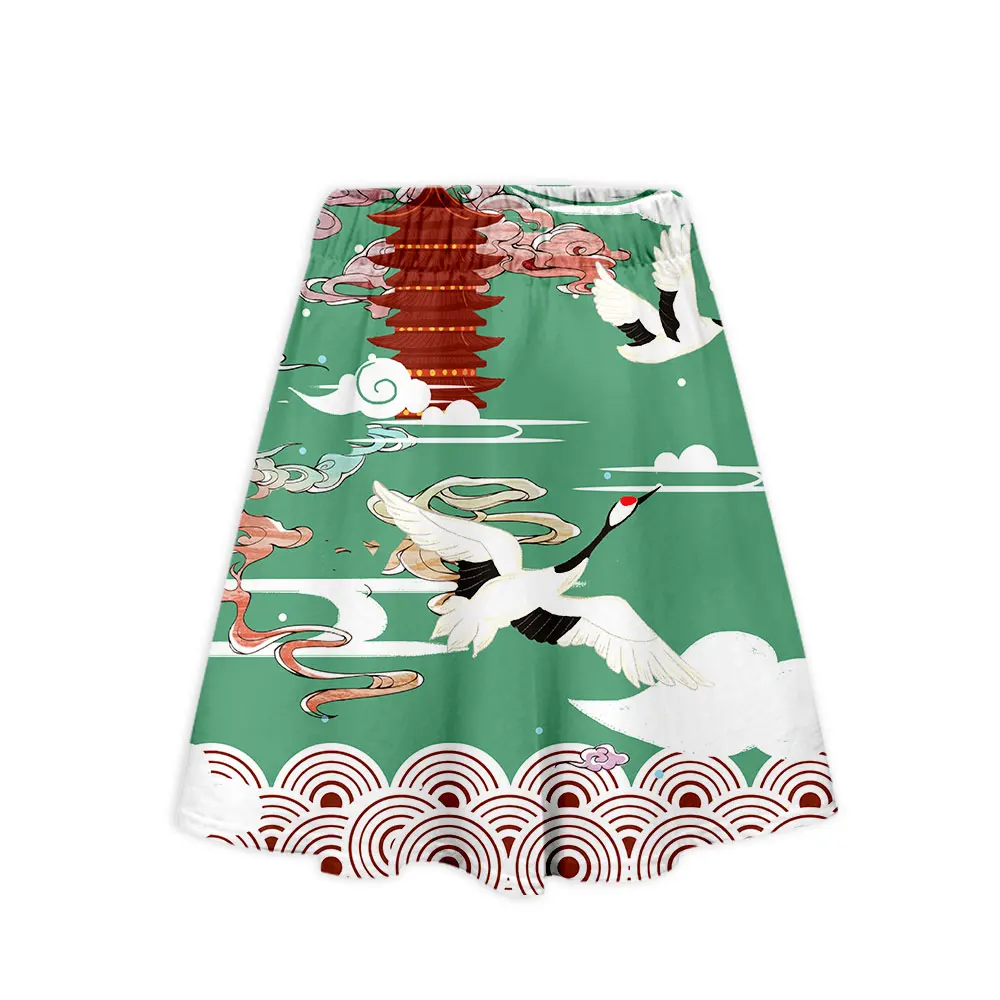 Lianshuo 2022 New Summer Women's Clothing National Tide Illustration Casual Simple Street Knee Length College Short Unif Skirts