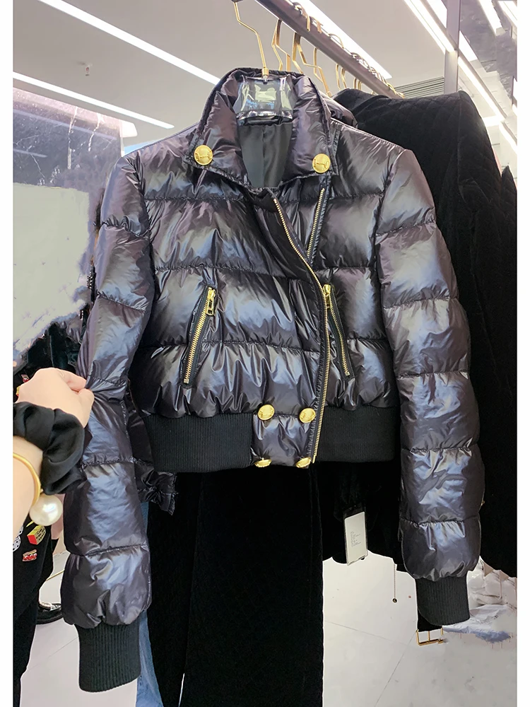 

HIGH STREET Newest 2022 Winter Fashion Designer Down Jacket Women's Slim Fitting Smocked Waist Lion Buttons Down Coat