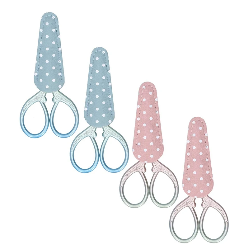 

4Pcs Retro Sewing Embroidery Scissors Cross Stitch Scissors With Protective Cover For Sewing Tailor Manual Crafts Make