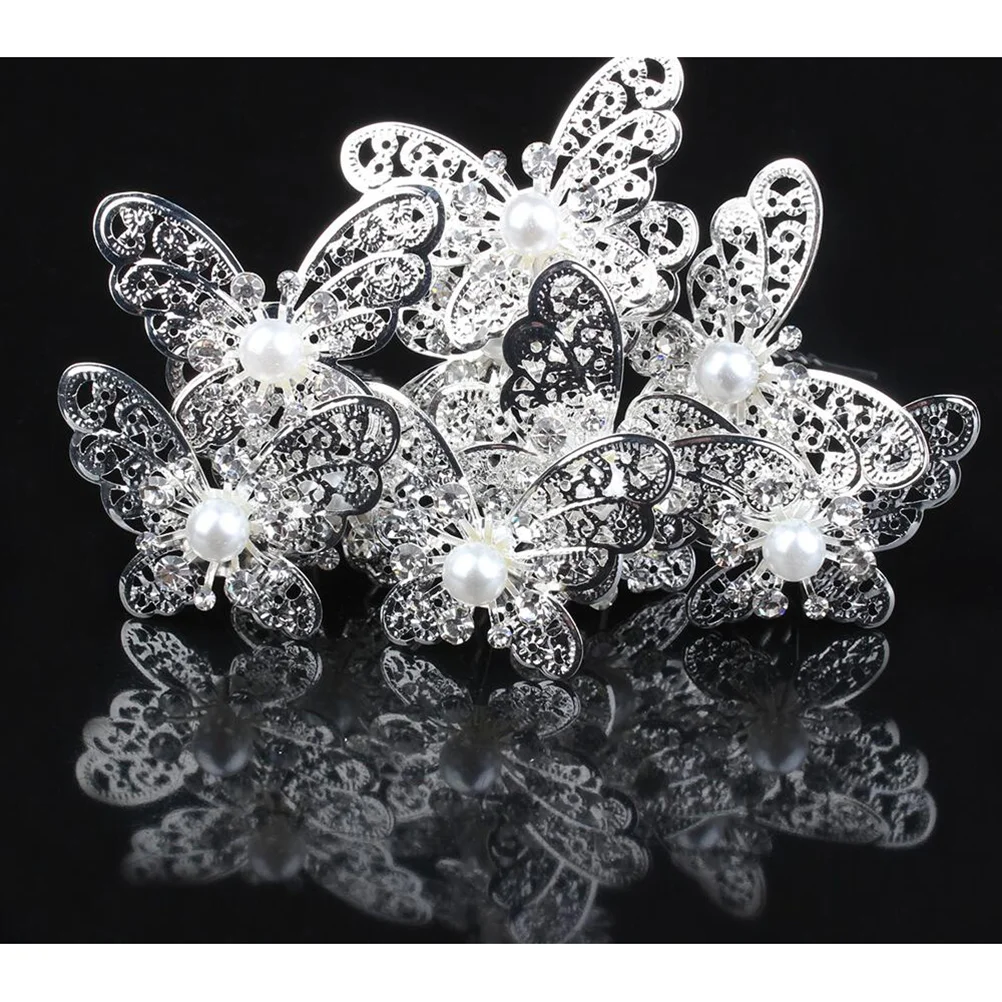 6 шт. свадебная заколка для волос U-образные аксессуары с бриллиантами и стразами