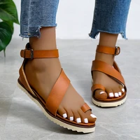 2022 popular casual all match simple beach slippers large size summer womens fashion simple flat open toe sandals roman shoes