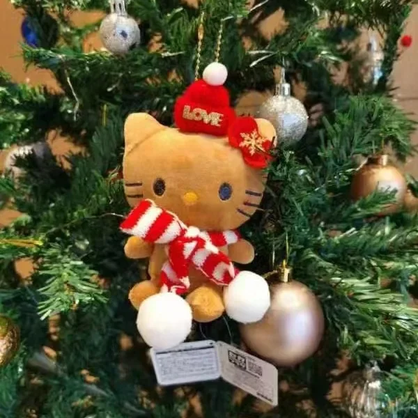 13 см Рождественский Kawaii Sanrio плюшевый брелок Hello Kittle мультяшная мягкая кукла