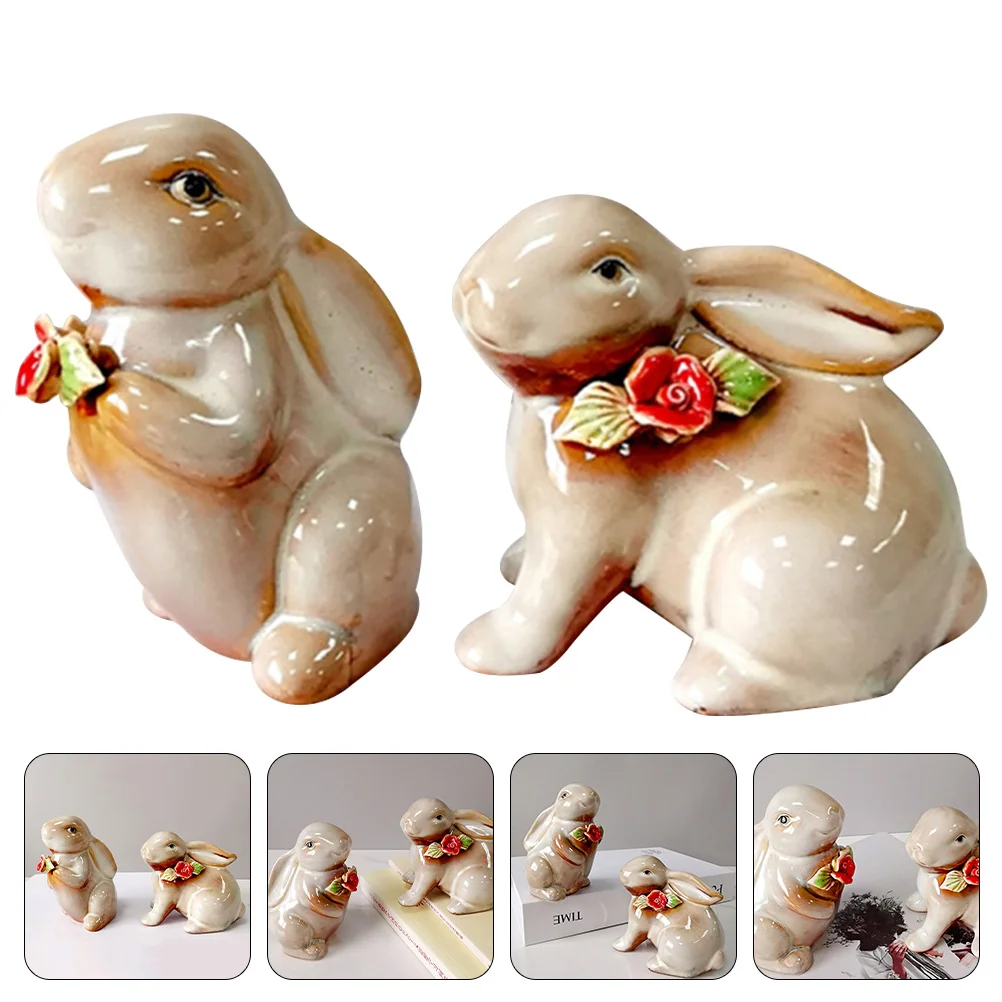 

Керамическая статуэтка кролика, фигурка животного, Декор, китайская садовая скульптура, настольное украшение, уличные статуи зодиака, стол