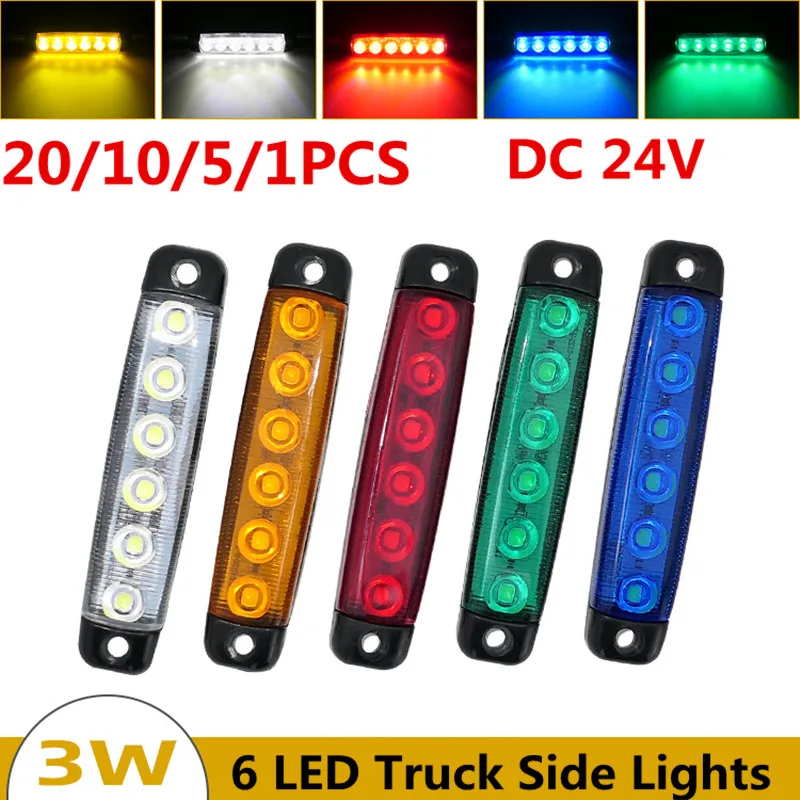 

20/10/8/6/1PCS 24V High Brightness 6LED Truck LED Side Lights Trailer Signal Lamp Warning Tail Light Brake Lamp For Lorry Bus