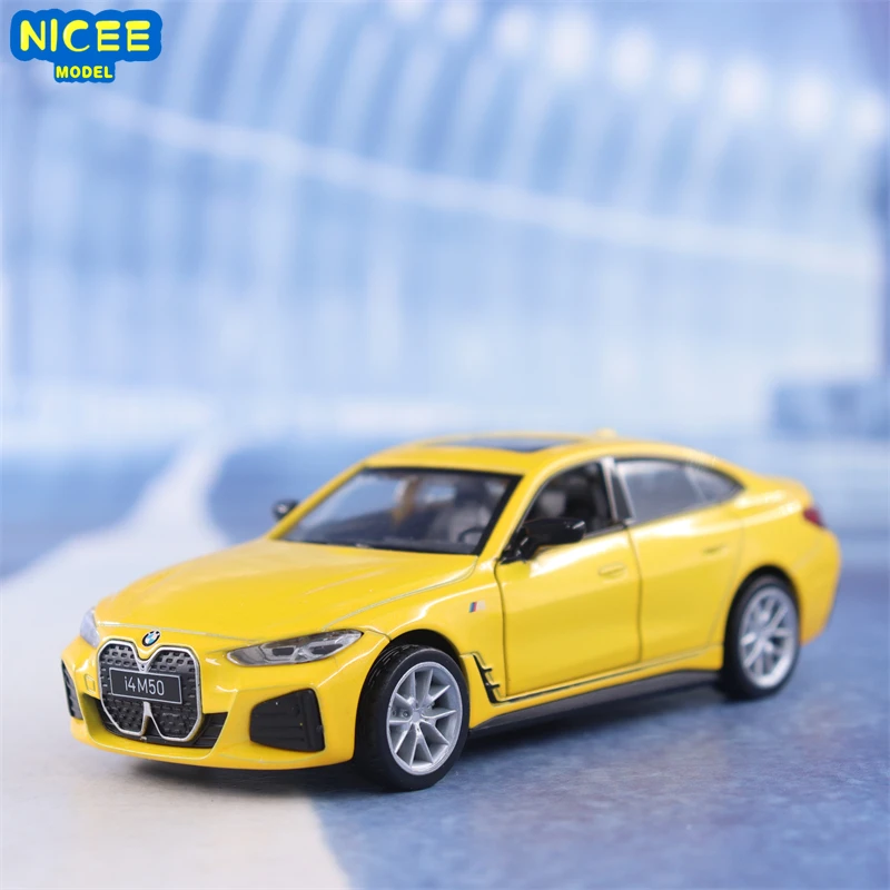 

1:34 BMW I4 M50 sports car High Simulation Diecast Metal Alloy Model car Sound Light Pull Back Collection Kids Toy Gifts X51