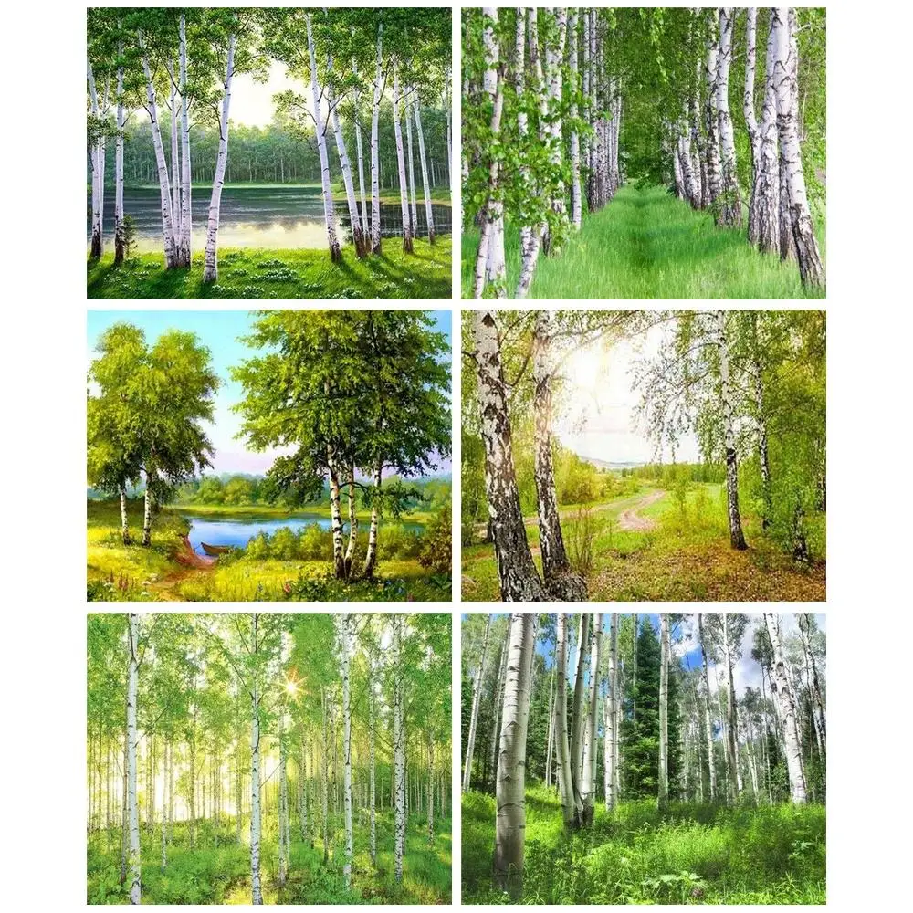 

CHENISTORY Oil Painting By Number Trees Drawing On Canvas Pictures By Number Landscape Kits Handpainted Home Decor