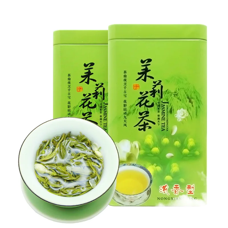 

200g/Can * 2 Cans Jasmine Tea Small Pekoe Maojian Tea 2022 New Tea Fragrant Hengxian Native Jasmine Tea Canned