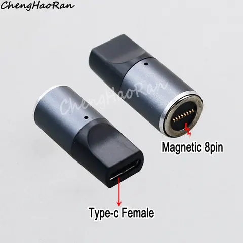 Магнитный адаптер для быстрой зарядки, USB Type C разъем «Мама» в 8 контактов, круглый разъем, магнитный конвертер напряжения для ноутбука с вилкой постоянного тока, 1 шт.