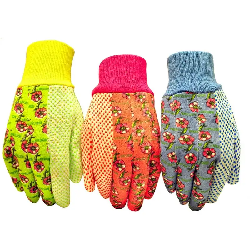 

Jersey Garden Gloves, 3 Pairs, Green/Pink/Blue, Women Pink garden gloves Latex glooves Masonic Plastic gloves Pink gloves Gloves