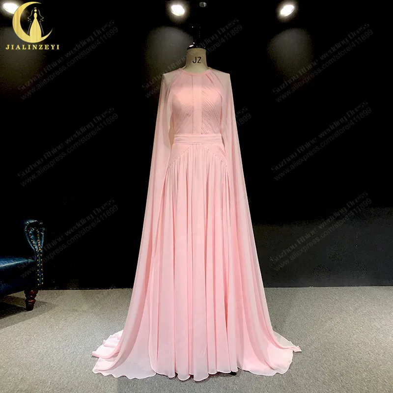 

Женское шифоновое платье с оборками Elie Saab, розовое вечернее платье с накидкой, 2496