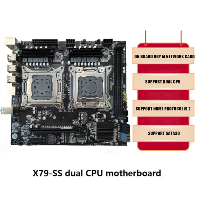 Двухканальная материнская плата компьютера двойной процессор LGA 2011 Pin