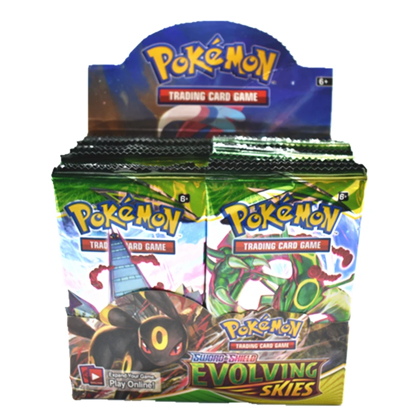 Pokemon-Juego de cartas con espada y escudo en inglés, set de 36 paquetes de Cartas coleccionables de juguetes, modelo evee Charizard Vmax