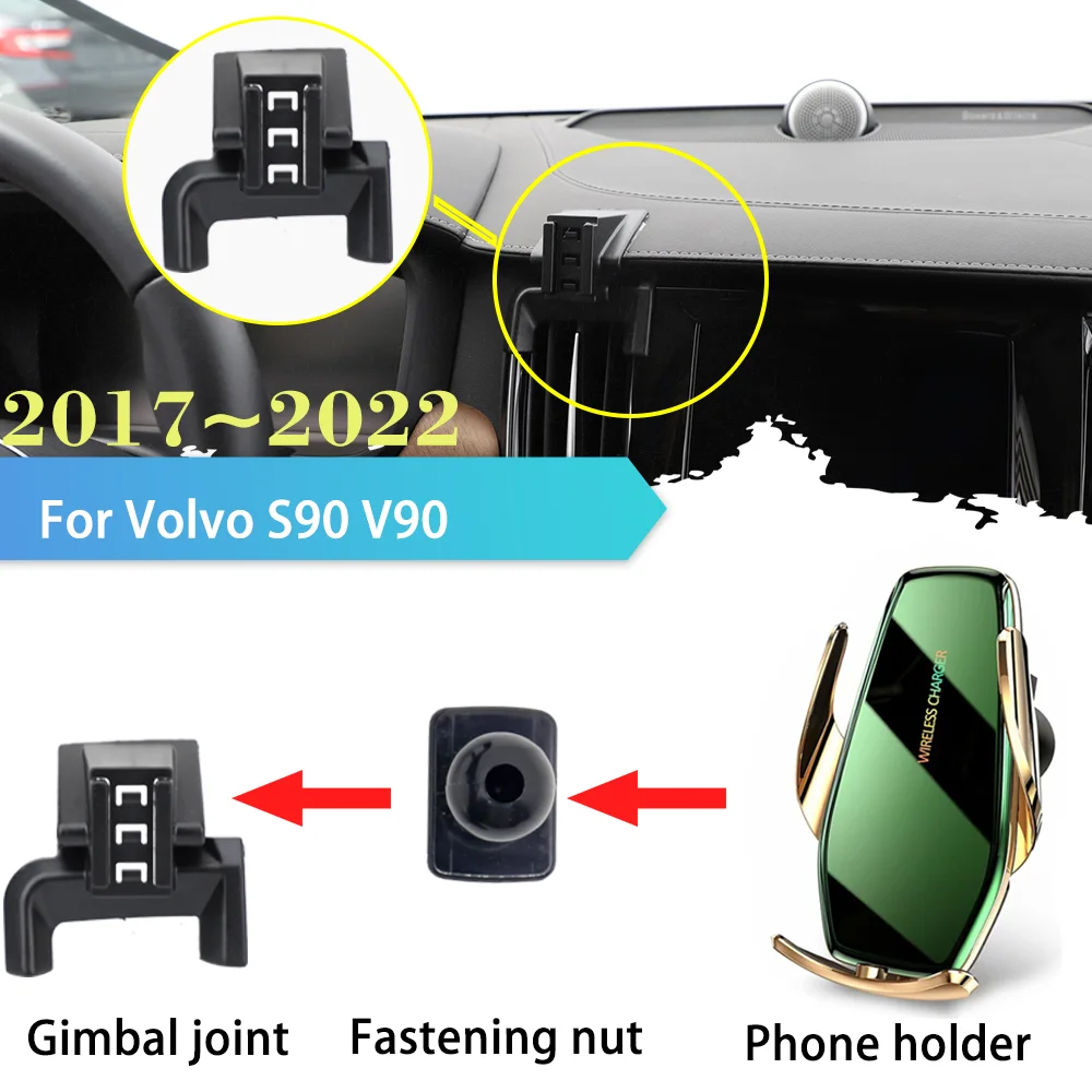 

30W Car Phone Holder for Volvo S90 V90 2017~2022 2018 2019 GPS Air Vent Clip Stand Support Wireless Fast Charging Accessories