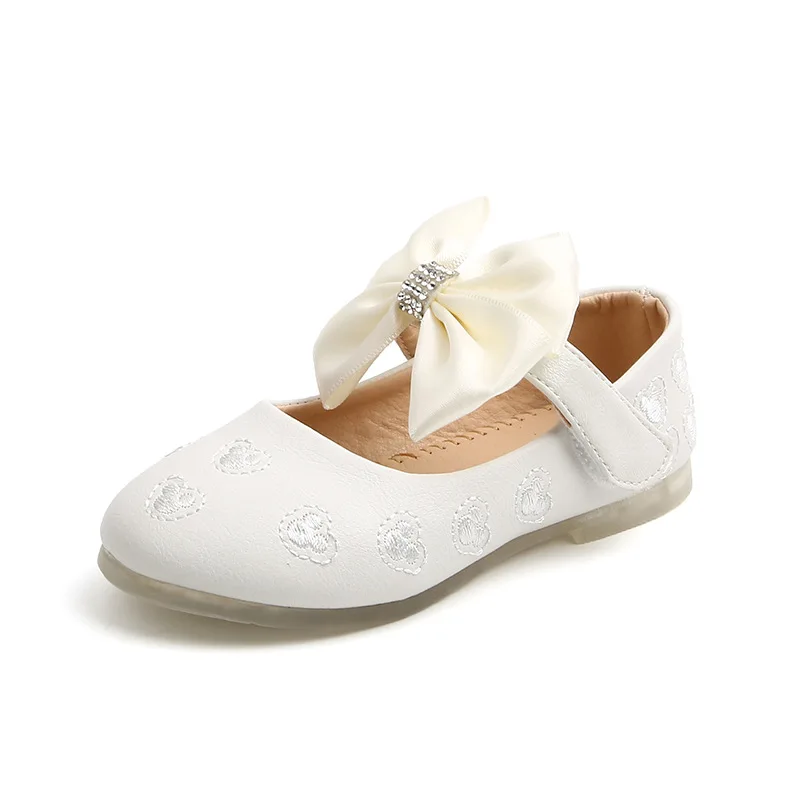

Flats Shoes Leather Girls Shoes Floral-print Girls Jane Leather Shoes Large Children Princess Bow Small Mary Baby Spring/autumn