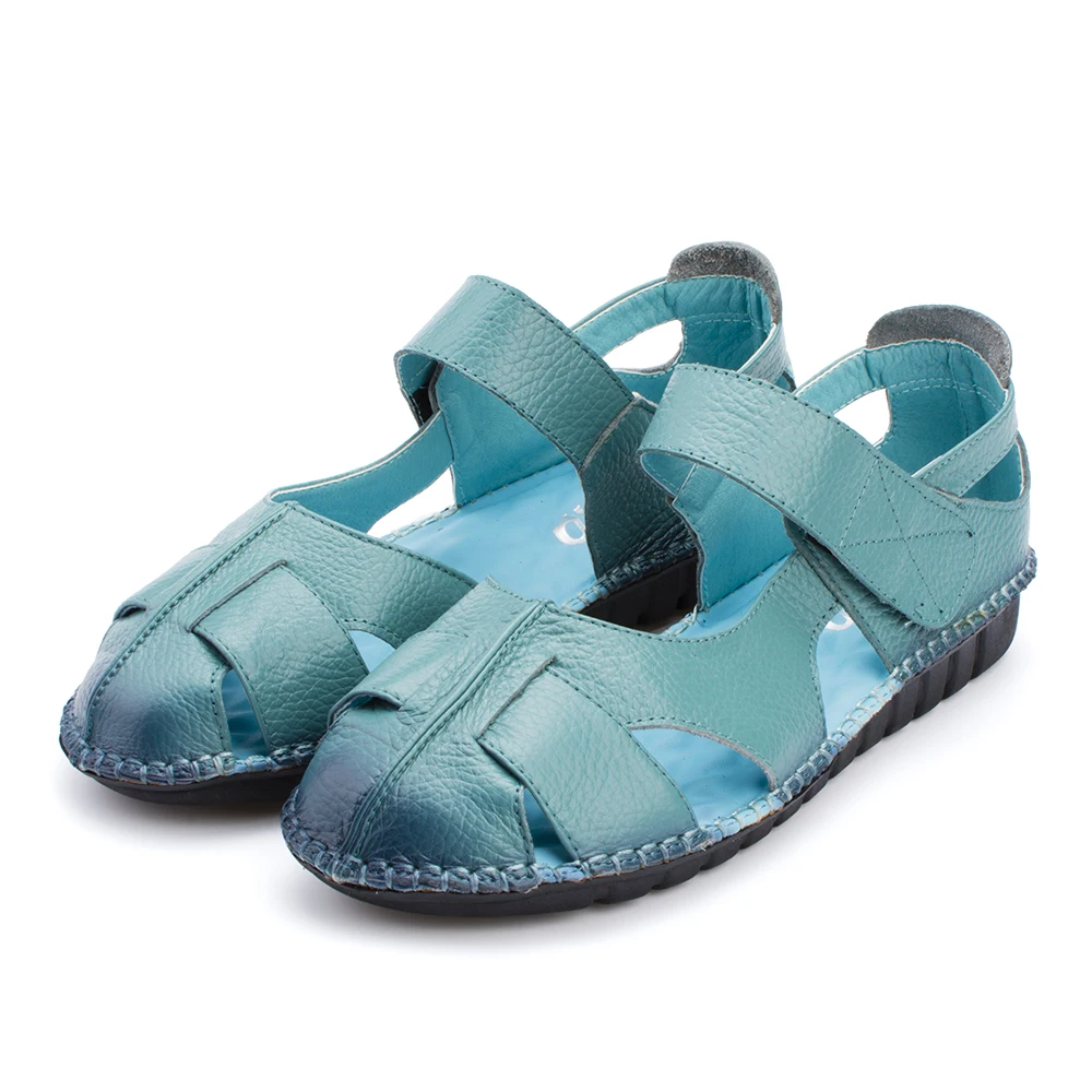 Chaussures Plates Summer Breathable Flat Sandals Ladies Shoes Mary Jane Sandals For Women Casuales Genuine Leather Loafers Shoes