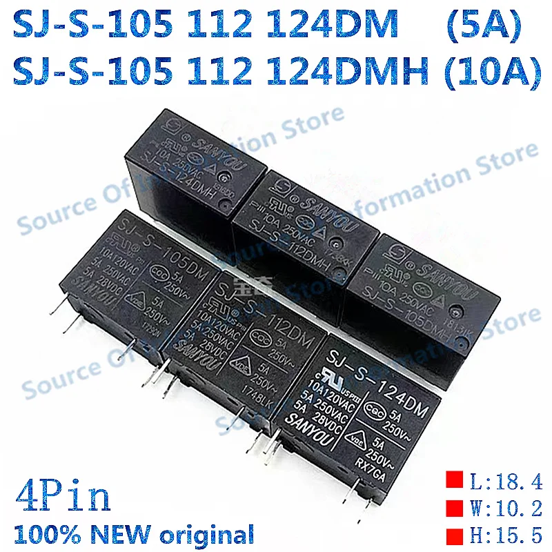 Миниатюрное реле мощности 20 шт. 100% DM 5 В 12 24 5A/10A 4 контакта новый оригинал