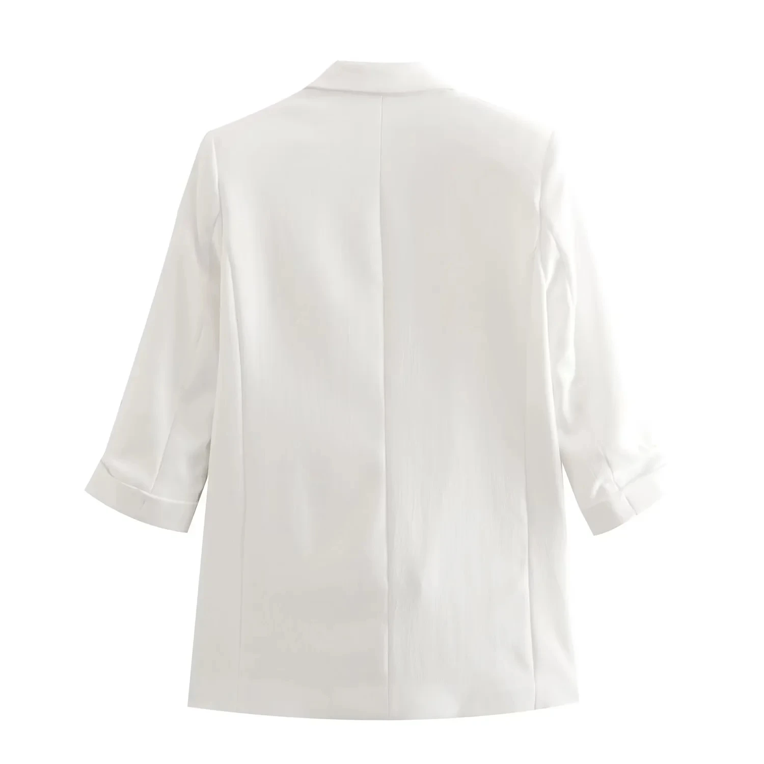 Maxdutti England Style Office Autumn Jackets Lady Solid Roll Up Sleeve Casual Blazers Women Tops