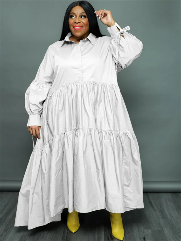 Plus Size Shirt Dresses for Women Clothing Casual Loose Big Swing Maxi Dress Fashion Streetwear Wholes 3xl 4xl 5xl 6xl