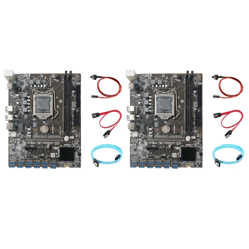 

Материнская плата для майнинга 2X B250C + кабель с последовательным портом SATA3.0 + кабель SATA + переходник Cable12 PCIE на USB3.0 слот GPU LGA1151 для BTC
