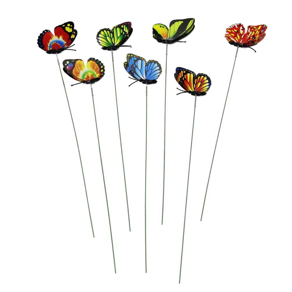 

12pcs Stakes Sticks Colorful Artificial Insect Stem Waterproof Butterflies Stakes for Home Patio Lawn