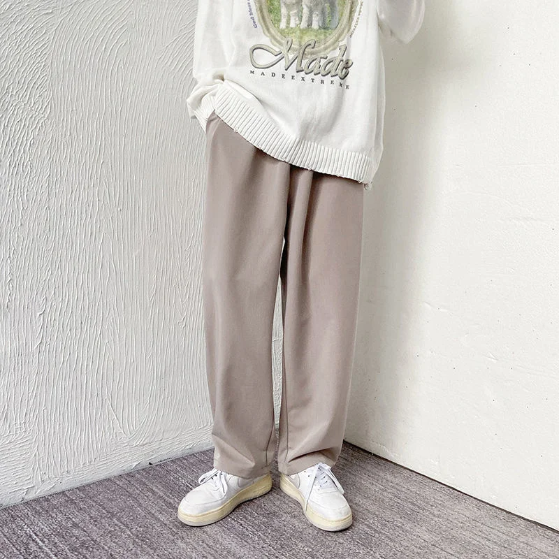 

Белые, серые, черные повседневные мужские модные брюки, мужские строгие брюки, корейские Костюмные брюки, свободные прямые брюки, мужские бр...